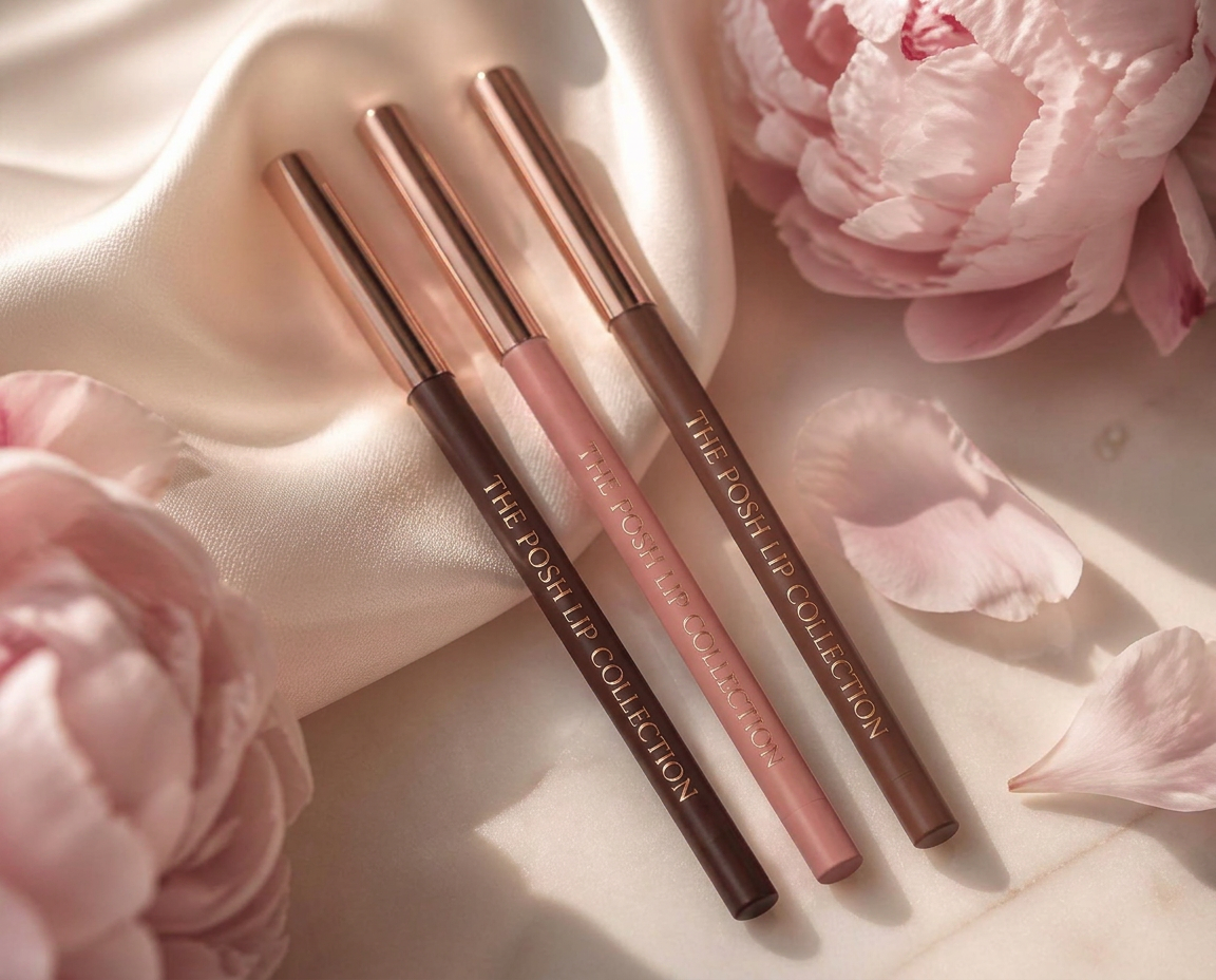 The Posh Precision Lip Liners — editorial still life
